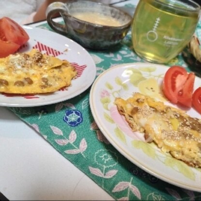 はぁぽじさん、お久しぶりです♡久々に納豆オムレツを作れました❢肝心のごまはインしそびれたので振りかけさせて貰いました(*ﾉω・*)ﾃﾍ明朝リベンジします!!